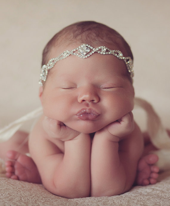 Hochzeit - Brand NEW!! "Princess Jewels" Gorgeous Crystal Stone Headband Head Piece Newborn Photo Prop Wedding Photoshoots Newborn Headband