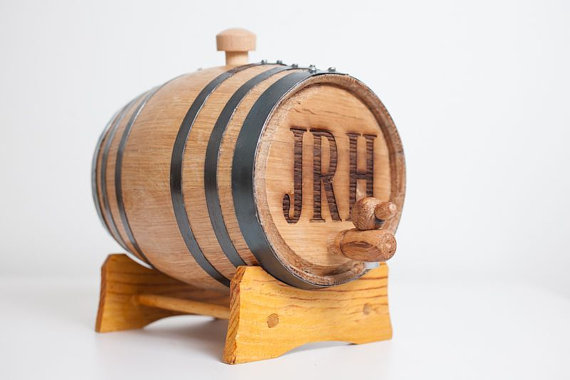 Hochzeit - Engraved 2 Liter Mini Whiskey Barrel for groomsmen gifts