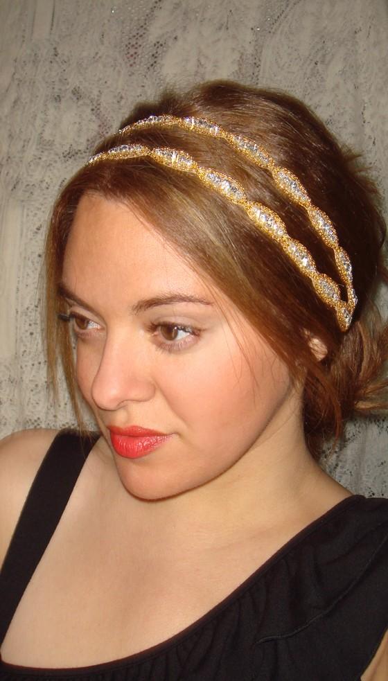 زفاف - Rhinestone Headband- ATHENA GOLD, Headband, Halo Headband, Accessories, Weddings, Quinceanera, Gold Headband,Hair Accessories, Grecian