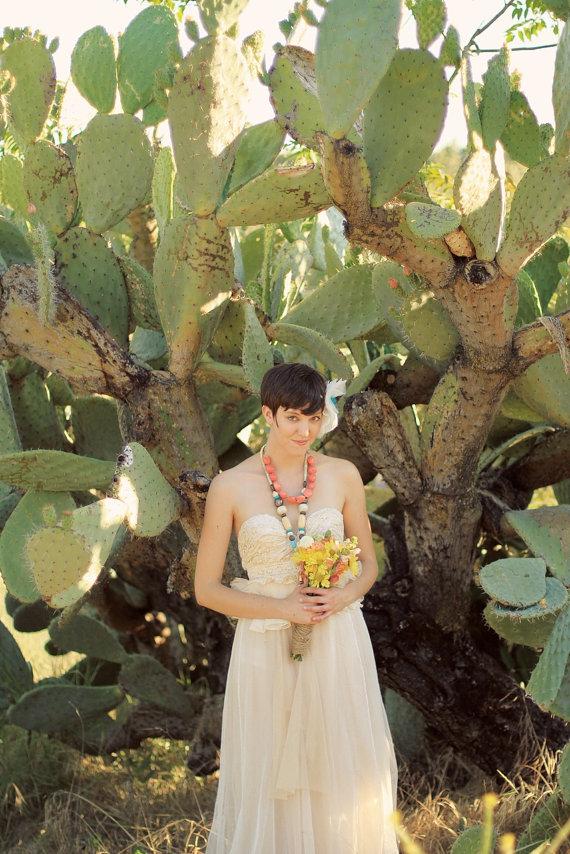 Hochzeit - The Cactus Flower Wedding Dress --made to order--