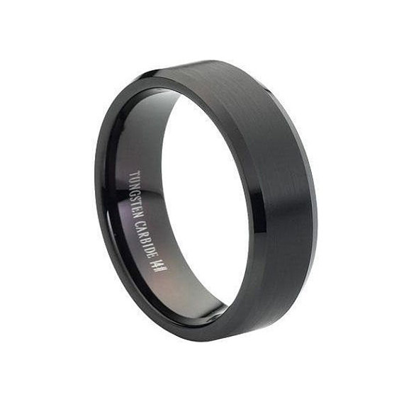 Mariage - Tungsten wedding band  " FREE ENGRAVING ", MMTR166 8mm, Black tungsten ring, Tungsten Carbide engagement ring
