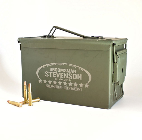 Mariage - Groomsmen Ammo Box, Personalized REAL 50 cal Ammunition Box, Groomsman Gift, Father of the Bride, Best Man, Survival Kit, Groomsmen Gift