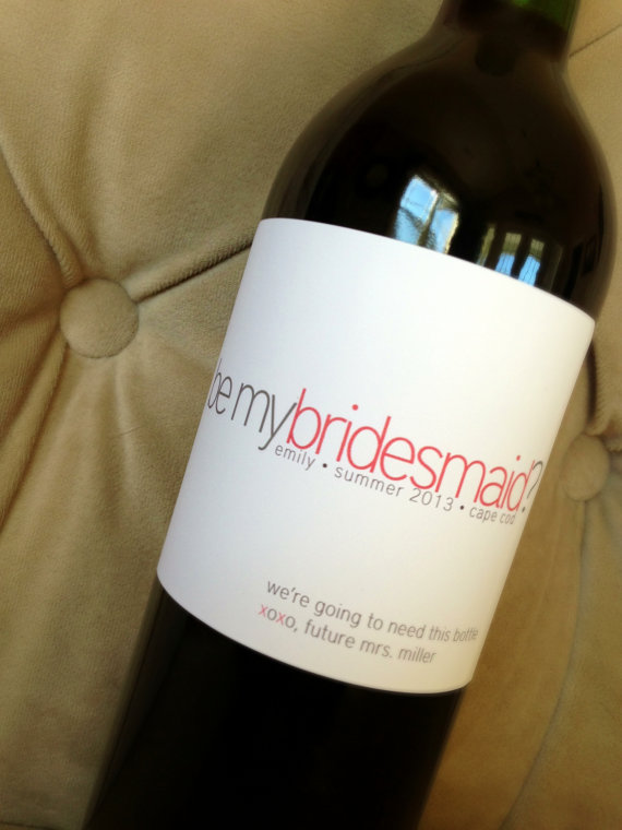 Mariage - Six Custom Personalized "Be My Bridesmaid" Wine Labels