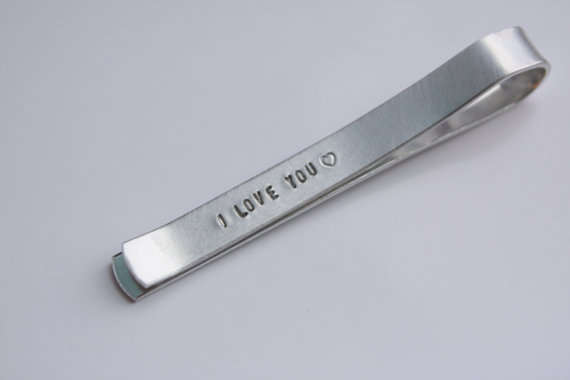 Hochzeit - Custom Tie Bar Clip - Hidden Message - Personalized for Dad Grandfather Groom or Groomsmen Tie Tac Tie Tack