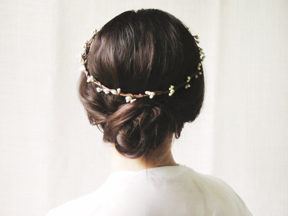 Wedding - Rustic circlet, Woodland halo, Bridal headpiece, Berry wreath, Flower crown, Simple wedding hair accessories, Bohemian bridesmaids - SPARROW