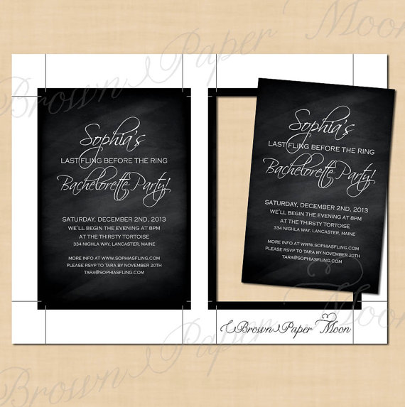 Mariage - Chalkboard Editable Bachelorette Party Invitation: 4 x 6 - Instant Download
