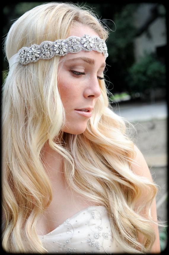 Hochzeit - Crystal Headband ,Bridal Headband, Vintage Headband, Beaded Headband, Crystal Headband, Bridal Headpiece, Headpiece, Wedding Hair