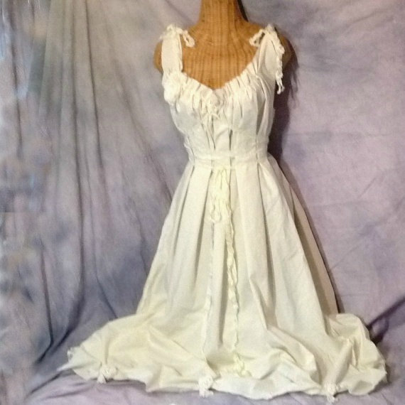 زفاف - Boho Wedding Dress Short, Midi or Maxi Bridal Gown Provencial Beach Handmade Eco Corset Birdcage Hem Custom Cottage Roses