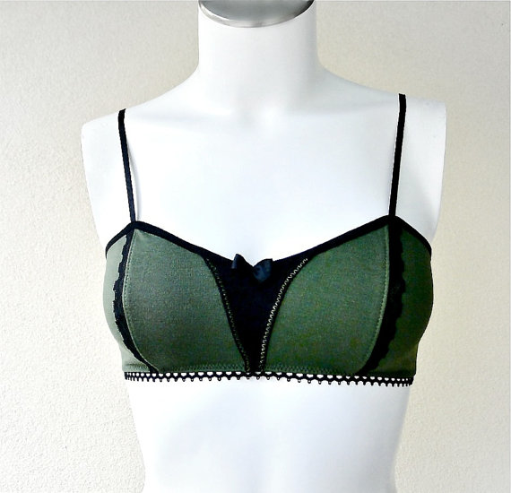 زفاف - Organic cotton bra, green bralette, organic lingerie, bridal bra