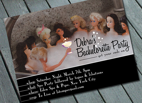 Wedding - Barbie SPA & BACHELORETTE PARTY Invitation: Digital printable file