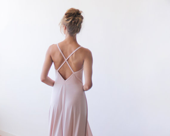 Hochzeit - Pink Blush maxi dress, X-back straps, Open back dress, Maxi straps dress, Backless dress, Pink Bridesmaid dress, Formal dress, Party dress
