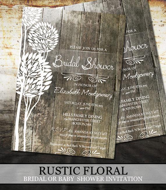 Свадьба - Rustic Wood Bridal Shower Invitations - Digital File Printable - Wedding Shower Invitations