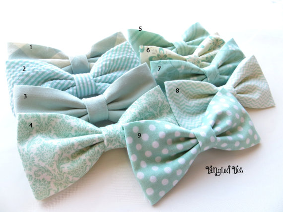 Mariage - Mint Groomsmen Bow Tie Mix And Match Coordinating Custom Wedding Bow Ties in 100% Designer Cotton