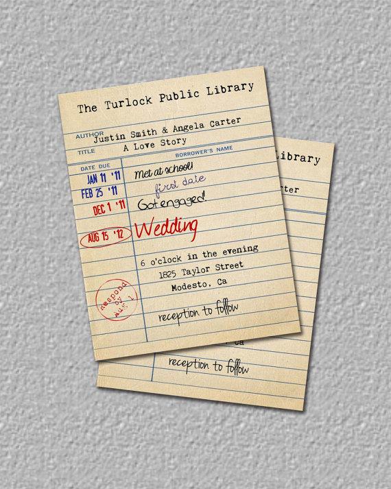 Wedding - Library Card Invitation, Library Wedding Invitation, Library Baby Shower Invitation, Save The Date, Invite