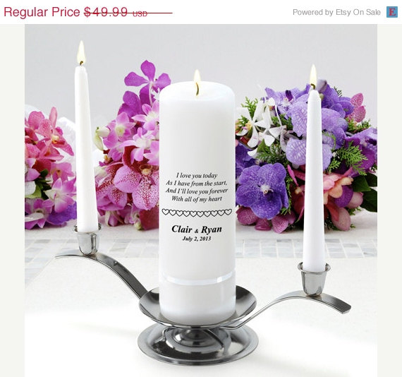 زفاف - Personalized Wedding Unity Candle Set - Paper Hearts (330)