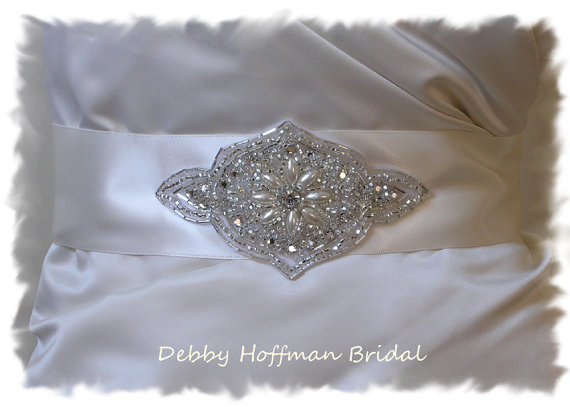 Hochzeit - Wedding Dress Belt, Beaded Pearl Rhinestone Bridal Sash, Pearl Wedding Sash, Belt, No. 3001S2.25, Wedding Accessories, Belts, Sashes