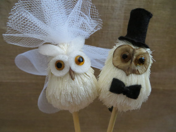 Wedding - Owl Wedding Cake Topper,  Wedding Cake Topper, Lovebird Cake Topper, Rustic Wedding Cake Topper