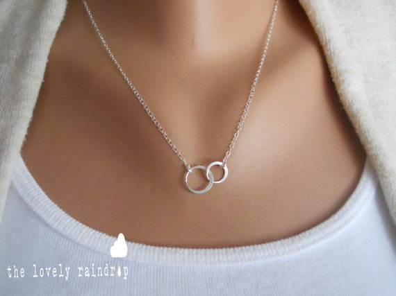 زفاف - NEW Mini Sterling Silver DoubleCircle Necklace - Dainty Minimal Simple - Everyday Jewelry - Wedding Jewelry - Bridal - Simple Everyday