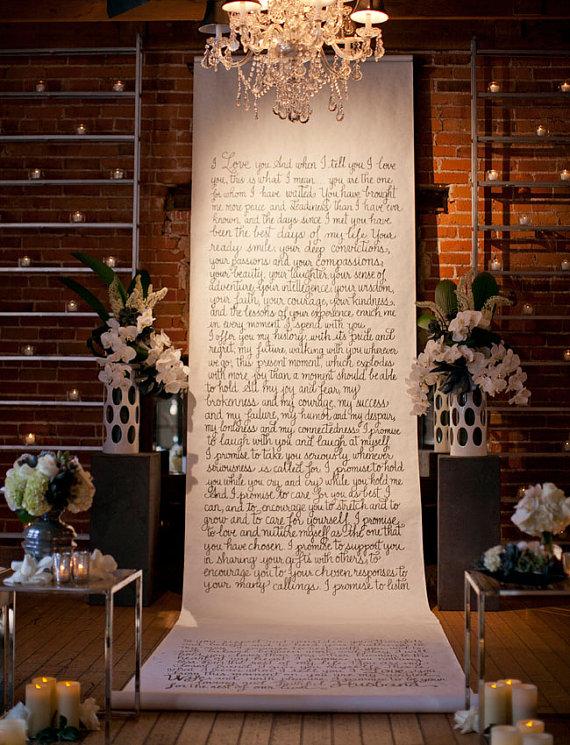 Wedding - Hand-written Aisle Runner/Backdrop