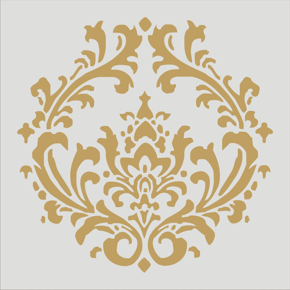 Wedding - Damask 4.3 Stencil Design / 6 Sizes Damask Pillows French Signs Fabric Stencils