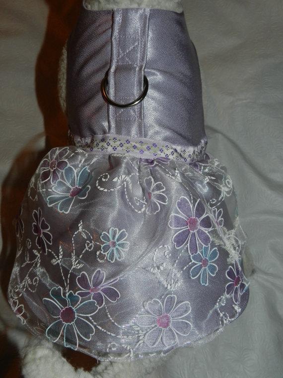 Wedding - LILAC LAVENDER Organza & Satin Wedding Bridal Party Harness Dress. Perfect Item for your Cat, Dog or Ferret. All Items Are Custom Made.