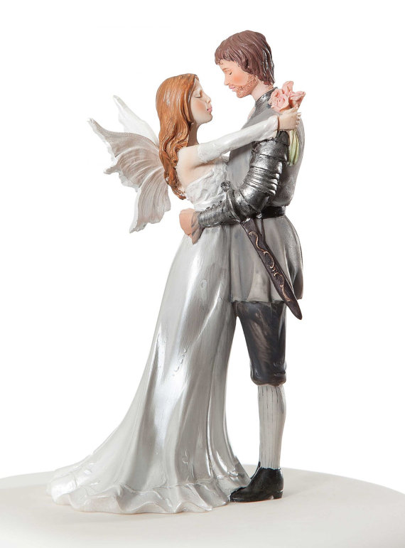 Wedding - Fantasy Fairy Wedding Cake Topper - Custom Painted Hair Color Available