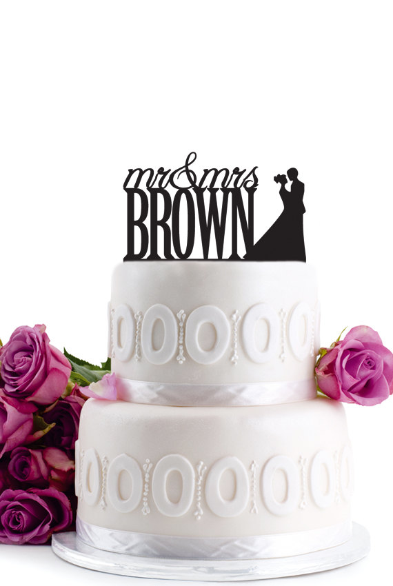 Свадьба - ON SALE !!! Wedding Cake Topper - Personalized Cake Topper - Mr and Mrs - Monogram Cake Topper - Cake Decor - For Anniversary