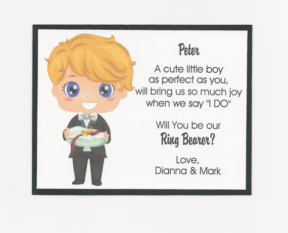 Mariage - BLUE eyes - Will you be my Ring Bearer Flat card - Personalized custom