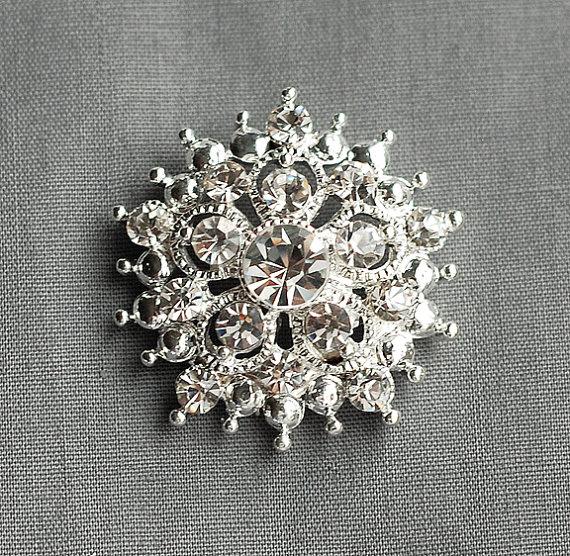 Hochzeit - 10 Rhinestone Buttons Round 1.25" (32mm) Diamante Crystal Hair Flower Comb Wedding Invitation Bouquet Jewelry Ring BT060