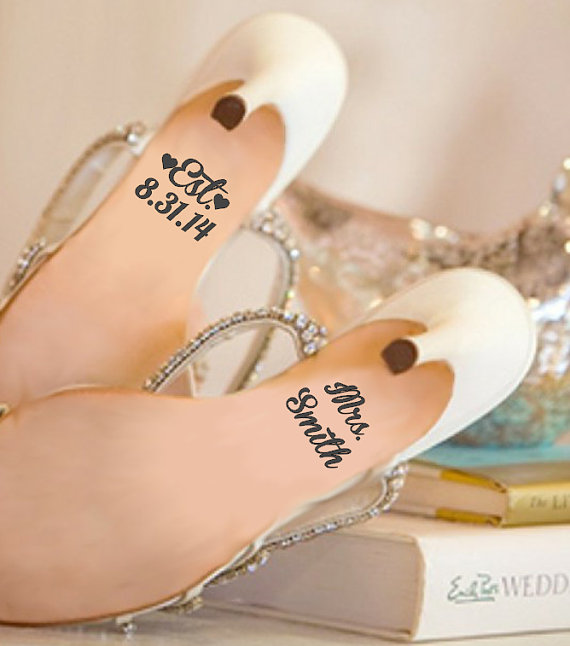 Wedding - Wedding Shoe Decal / Wedding Shoe Sticker / Personalized Wedding Decal / Personalized Wedding Sticker