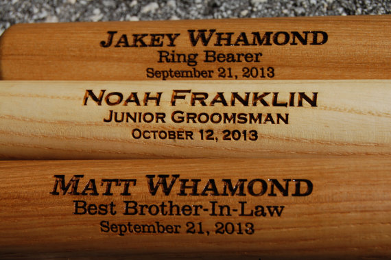Свадьба - Personalized Groomsmen Gifts - Engraved 18" Mini Wood Baseball Bat for Ring Bearer Gift, Wedding, Usher and Groomsmen Keepsake