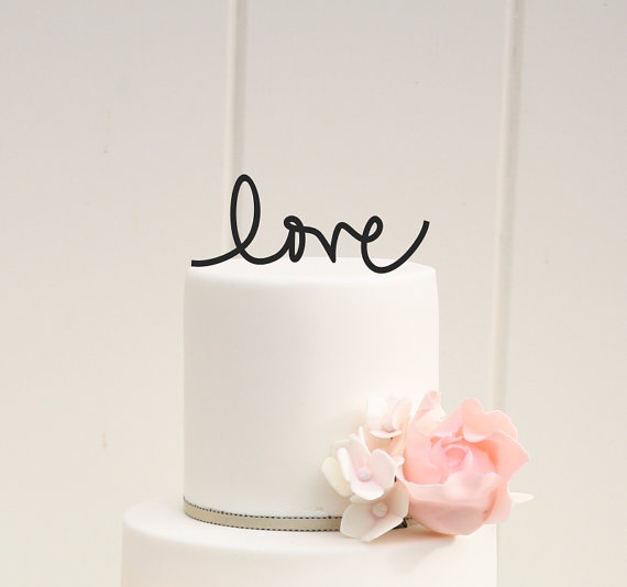 Hochzeit - LOVE Wedding Cake Topper Custom Design