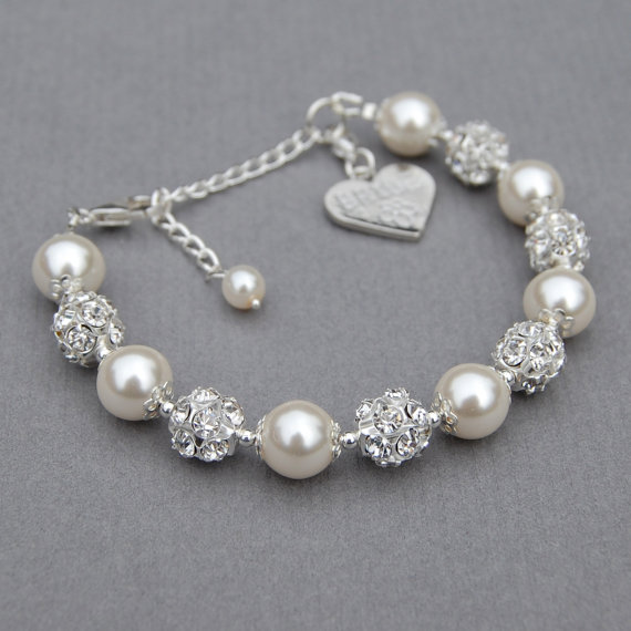 Hochzeit - Brides Charm Bracelet, Wedding Jewelry, Bridal Jewelry