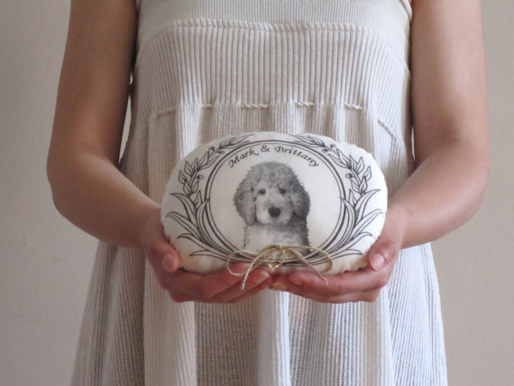 زفاف - Personalized Wedding Ring Pillow Custom ring pillow handpainted pet portrait Ring Bearer pillow