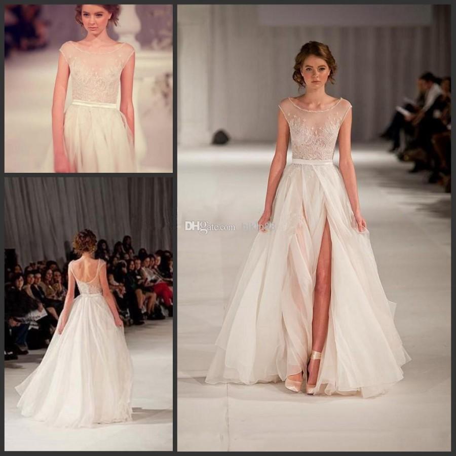 Mariage - New Elie Saab Dresses Nude Tulle High Slit Prom Gown Online with $111.27/Piece on Hjklp88's Store 