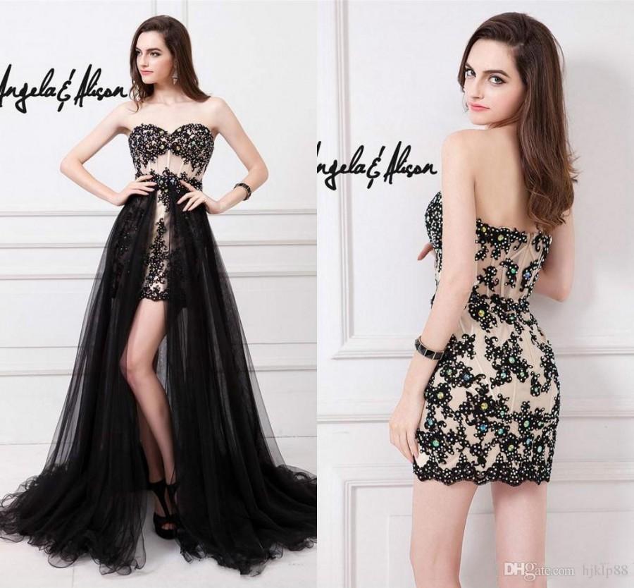 Mariage - 2015 New Design Prom Dresses Sheath Plum Sleeveless Removable Skirt Applique Crystal Lace Short Dress Celebrity Evening Dresses Pageant Online with $108.85/Piece on Hjklp88's Store 