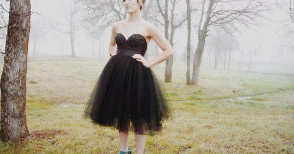 Mariage - Black Bustier/Corset Cocktail Dress Tulle Knee Length Custom Size