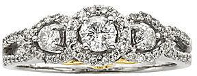 Hochzeit - FINE JEWELRY Certified 1 CT. T.W. Diamond 14K Two-Tone Gold 3-Stone Bridal Ring