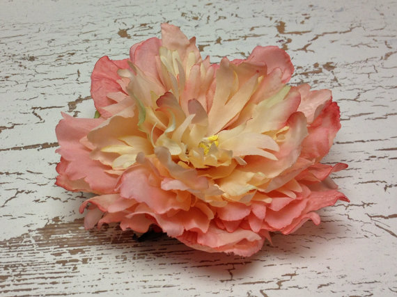 زفاف - Silk Flowers - SALMON PEACH Peony - 5 Inches - Artificial Flowers - Top Quality
