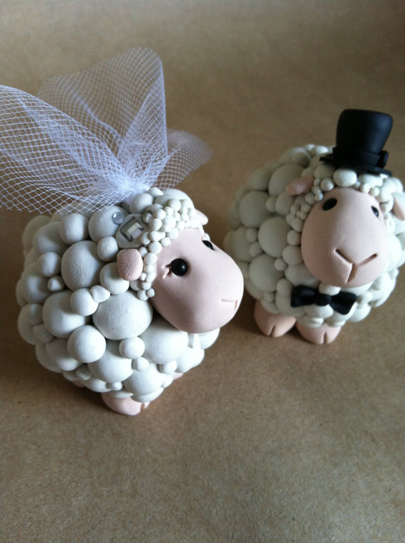 Mariage - Lamb love Wedding Cake Topper Handmade
