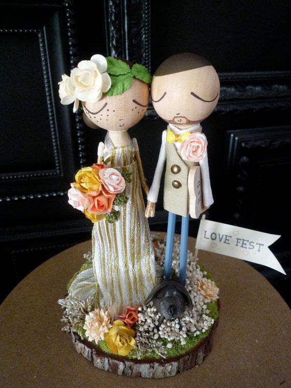 زفاف - Wedding Cake Topper with Custom Wedding Dress - Custom Keepsake by MilkTea