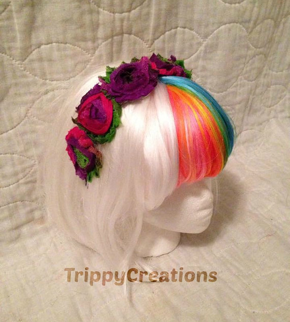 Mariage - Ready to ship, purple, pink, green chiffon rose Flower halo or crown headband festival wear great for all occasions.