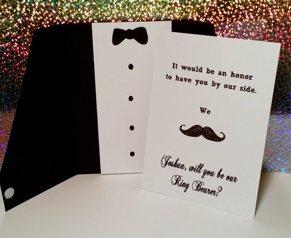 Mariage - Will you be my Ring Bearer/Page boy card with velcro closure