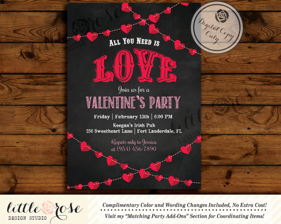 Hochzeit - Valentine's Party Invitation - Valentine's Day Card - Mother's Day Invite - Bridal Shower Invite - Baby Shower - Birthday Party - Printable