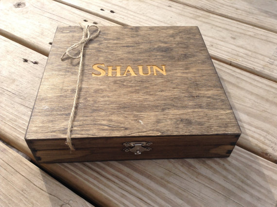 زفاف - Groomsmen Gift Engraved Cigar Box Monogram Personalized Engraved Wooden Cigar Box