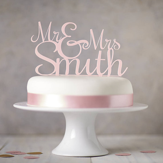 Свадьба - Personalised Mr And Mrs Wedding Cake Topper