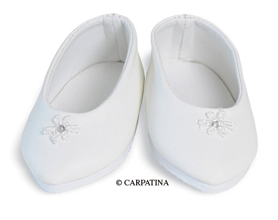 Mariage - White Leather Dolls Shoes fits 18" American Girl size Dolls