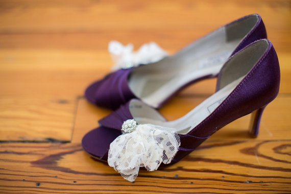 زفاف - Wedding shoes peep toe low heel short heel high heel bridal shoes embellished with feathery vintage lace and crystal pearl brooch