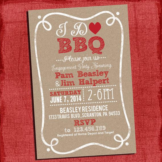 Mariage - Printable Rustic "I Do" BBQ Barbecue Couples/Coed Wedding Shower or Engagement party Invitation with Kraft Background paper