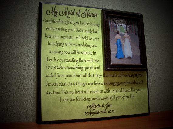 Mariage - Custom Maid of Honor Picture Frame, Wedding, Sister, Bridesmaid, Best Friend, Special Friendship, Wedding Favor